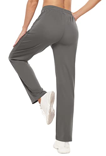 Boladeci Womens Lightweight Breathable 3D Mesh Sweatpants With Zipper Pockets Elastic Waist Drawstring Quick Dry Comfy Open Bottom Running Workout Gym Sports Athletic Track Pants Light Grey Size M #TOP2