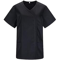Ropa De Trabajo Artefo MISEMIYA - Casaca Sanitarios Mujer Uniforme Laboral CLINICA Hospital Limpieza Veterinaria SANIDAD HOSTELERÍA Ref.Q8119 - L, Negro