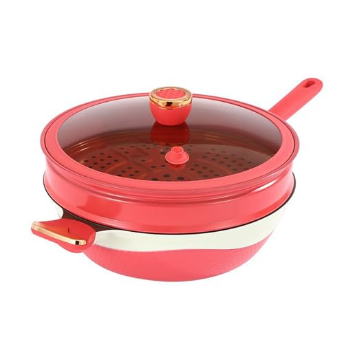 Wok antiadherente 32 cm aleación de titanio rojo miniatura 1