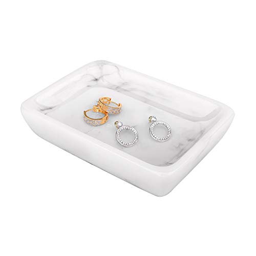 Emibele Jewelry Tray, Small Square Resin Jewelry Organizer for Ring, Earring, Necklace, Bracelet