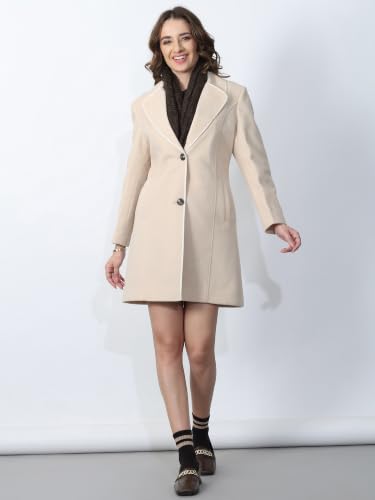 Image of PLAGG Women's Notched Lapel Long Overcoat