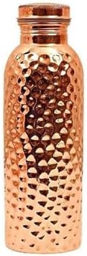 Pure Copper Orgo - Botella de agua martillada con protección avanzada a prueba de fugas y sin articulaciones, Ayurveda y beneficios para la salud.