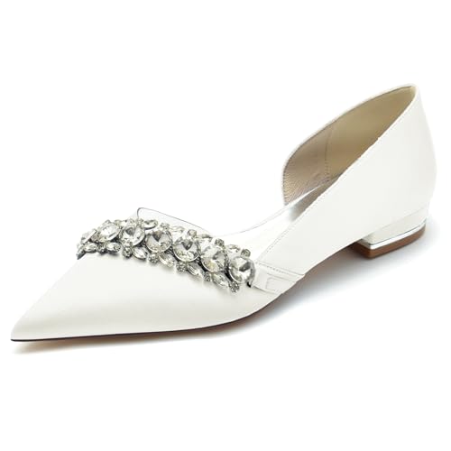Chaussures plates de mariée en satin avec petit talon de 2.5cm confortable