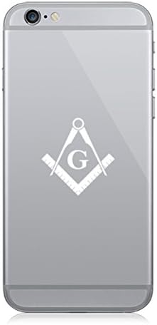 RDW Pair of Freemasonry Emblem Cell Phone Stickers Mobile Freemason Masonic - White