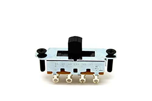 Switchcraft Conmutador Deslizante Slide Switch color negro 3 posiciones vías ON-ON-ON ó ON-OFF-ON preperforado con tornillos para Fender Mustang, Duosonic o similares