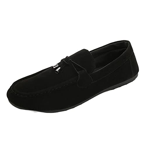 Loafers for Men Round Toe Smoking Loafers Tassel Simple Resistant Anti-Slip Flat Heel Casual Slip On