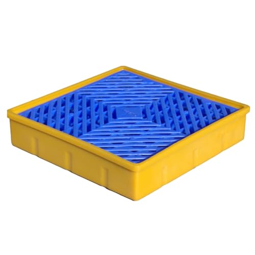 Plateau de rétention de fûts modulaire jaune et noir avec grille