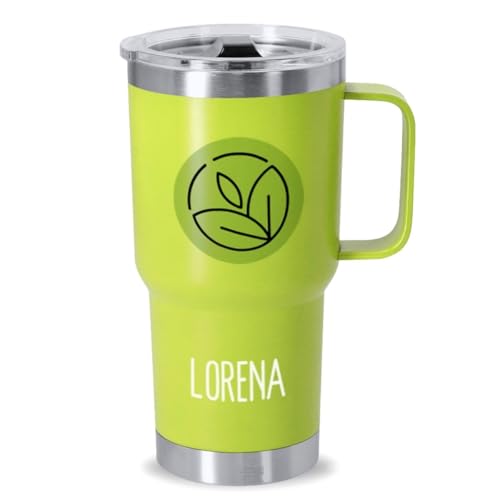DEREGALOOS Taza Térmica Personalizable con Foto y Nombre. Termo Personalizado. Acero Inoxidable Reciclado. Doble Pared 600ml. Regalo para Pareja, Amigos. Ideal para Oficina, Gimnasio (Verde Claro)