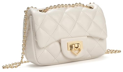 LJCTULY Toddler Purse White Purse for Teen Girls with Detachable Chain Strap Heart Shape Crossbody Bag for Kids Girls Dressy Purse for Wedding Party
