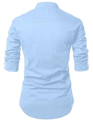 Image of Zombom Men's Casual Cotton Polyester Blend Printed Full Sleeve Short Kurta Shirt