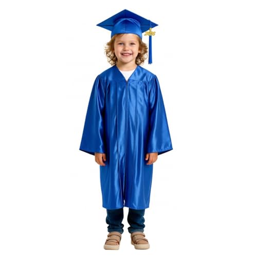 Misscom Shiny Preschool Kindergarten Graduation Cap Gown Set for Kids With 2025 2026 Tassels Charms