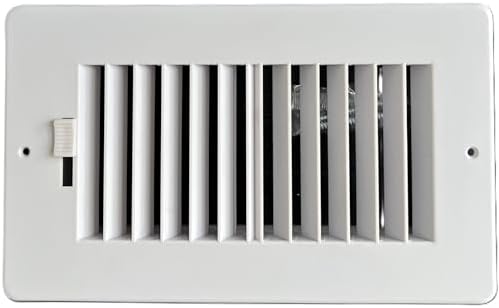 Two-way plastic side wall/ceiling register in white 8"w X 4"h for duct opening (outside dimension is 10"w X 6"h) image 5