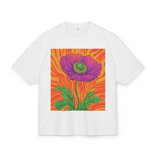T-shirt coquelicot psychédélique pour éviter les vêtements déformés grâce au coton 288g