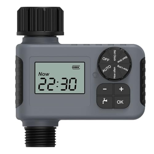 URPIZY Temporizador de riego inteligente, controlador automático de riego de jardín con pantalla LCD para aspersor de jardín, control de intervalos, 1 minuto hasta 240 horas, compatible con conexión