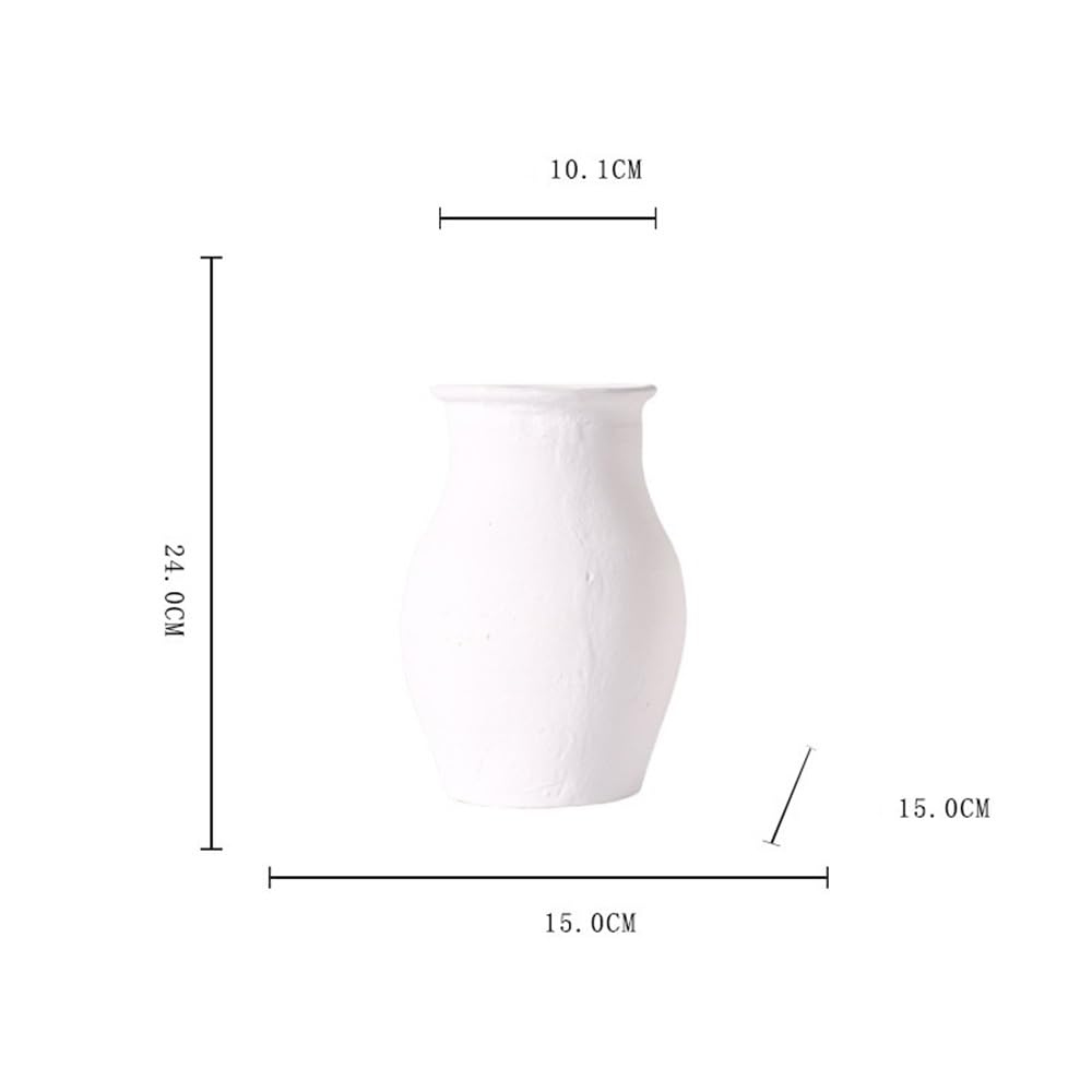 Wazon z kwiatami Ceramiczny wazon Czysta biel Szorstka faktura Sucha kompozycja kwiatowa Sztuka do salonu Wazony z kwiatami na ozdoby świąteczne(Średni)