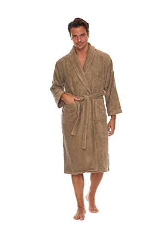 HOMELOVER Peignoir Pour Homme, Doux et Absorbant en 100 % Coton Bio Turc, Certifié GOTS (Marron, M) Cover