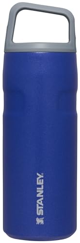 Stanley IceFlow Cap and Carry Water Bottle 16 oz | Wide Mouth Twist Lid | Lightweight and Leakproof for Travel and Sports | Insulated Stainless Steel | BPA-Free | Lapis Glimmer