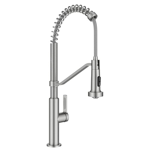 Image of KRAUS Oletto Commercial Style 2-Function Single Handle Pull Down Kitchen Faucet in Spot-Free Stainless Steel, KPF-2643SFS