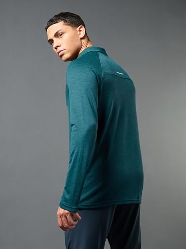 Image of TECHNOSPORT Mens Slim Fit Self-Design Full Sleeve Polo T-Shirt with Double Cool, SPF50+ Proerties for Gym, Workout and Regular Use