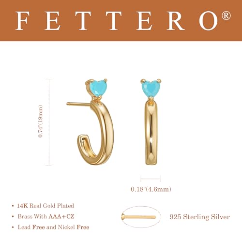 FETTERO Gold Hoop Earrings for Women, 14K Gold Plated Open C Shape Hoops Lightweight Chunky Gold Earrings, Hypoallergenic Gold Earrings for Women Ear Piercing Jewelry Gifts