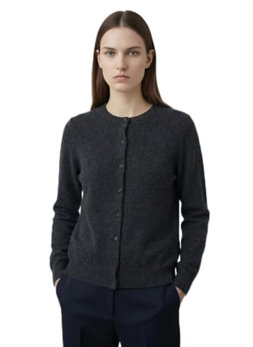 Image of JENNIE LIU Women's 100% Cashmere Button Front Long Sleeve Crewneck Cardigan Sweater