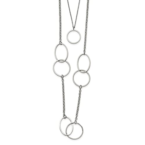 26.1Mm Chisel Stainless Steel Polished With Circles 2 Strand Necklace 20 Inch Jewelry Gifts For Women #TOP9