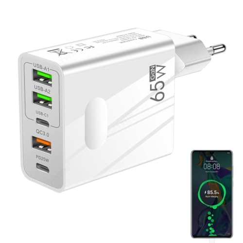 Cargador de 65 W | Bloque de carga | Cargador USB C de carga rápida, enchufe de cargador USB C 65 W para auriculares inalámbricos, tableta para ordenador portátil