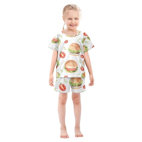 ALAZA Hamburger Tomato Pajamas Short Sleeve 2 Piece Sleepwear Top and Bottom Pajama Set Unisex3