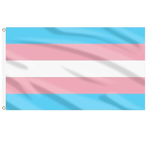 AhfuLife Transgender Pride Flagge LGBT Flagge 150 x 90 cm für Pride Day, 1 Stück Regenbogenflagge Doppelseitig mit Messingösen für Pride Day Parade, Pride Parade Dekorationen