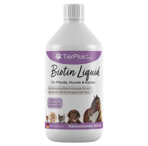 TierPlus Biotin Liquid für Pferde, Hunde & Katzen, 500 ml, Biotin Komplex mit Zink & vielen B Vitaminen, für EIN strahlendes Fell, gesunde Haut & Starke Hufen/Krallen, laborgeprüft TierPlus Biotin Liquid für Pferde, Hunde & Katzen, 500 ml, Biotin Komplex mit Zink & vielen B Vitaminen, für EIN strahlendes Fell, gesunde Haut & Starke Hufen/Krallen, laborgeprüft