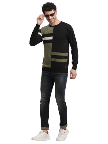 Pull en tricot imprimé homme Turtle col rond noir et vert - 6