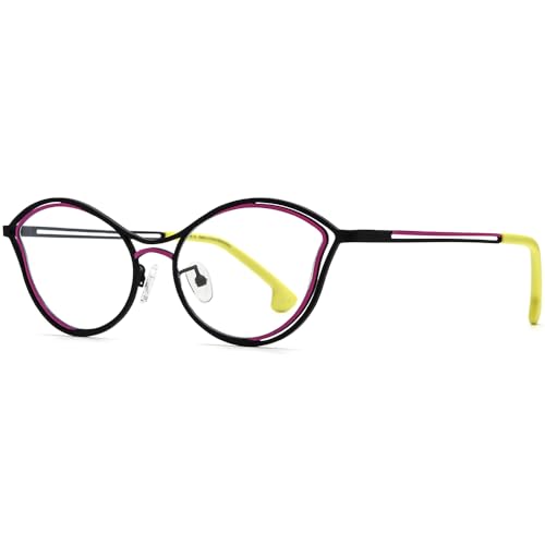 Image of FONEX Colorful Pure Titanium Glasses Frame Women Retro Round Eyeglasses