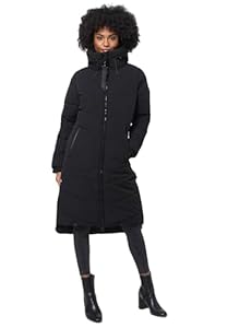 MARIKOO Damen Winterjacke Stepp Winter Jacke gesteppter Wintermantel warm lang Mantel B949 [B949-Benik-Schwarz-Gr.3XL]