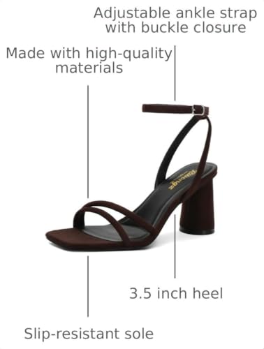 Image of RIBONGZ Block Heels Prom Heeled Sandals for Women Chunky Square Open Toe Strappy High Heels Ankle Strap Wedding Bridal Shoes High Heel Sandals for Party Dress