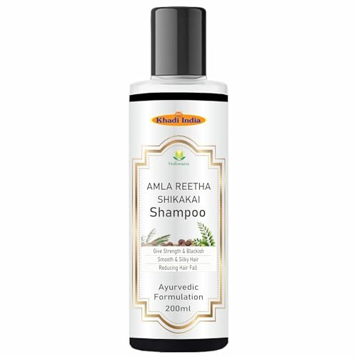 Image of Khadi Vedimatic 100% Natural Amla Reetha Shikakai Shampoo for Thick & Strong Hair, Damage Control, Hair Growth & Hair Fall (Pack of 1, Amla Reetha Shikakai)
