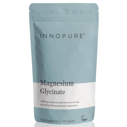 INNOPURE Magnesium Glycinat 90 Kapseln – 1000mg mit 200mg reinem, elementarem Magnesium Bisglycinat Pulver pro Portion – Bioverfügbares Magnesiumpräparat