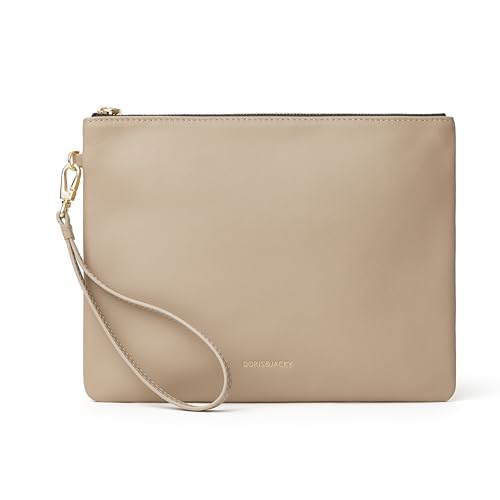 Image of DORIS&JACKY Lambskin Leather Wristlet Clutch Purse Women Large Phone Wallet