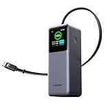 UGREEN Nexode 巻取式USB-Cケーブル内蔵 モバイルバッテリー (20000mAh・165W) ノートPCにも急速充電対応 PD・PPS 5A仕様対応 TFTディスプレイ搭載 パススルー/低電流モード PSE技術基準適合 MacBook PD対応Windows PC iPad iphone17 Galaxy Android スマホ ノートPC対応 PB726