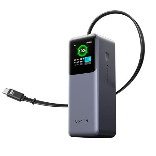UGREEN 20000mAh モバイルバッテリー　TYPE-Cケーブル Amazon | UGREEN Nexode 巻取式USB-Cケーブル内蔵 モバイル