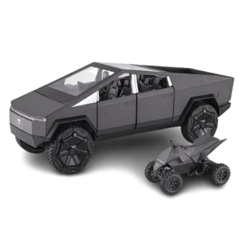 Image of Invite Enterprise Exclusive Alloy Metal Pull Back Die-Cast Car 1:24 Big Tesla Cyber Truck Toy Car Diecast Metal Pullback Toy Car With Openable 6 Doors,Light Music Boys Gifts Toys(Tesla Truck-Black)