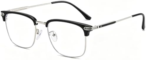 HOKETOP Blue Light Blocking Glasses for Men Anti-Fatigue Computer Monitor Gaming Glasses Prevent Headaches Glasses, Arrow Silver/Black