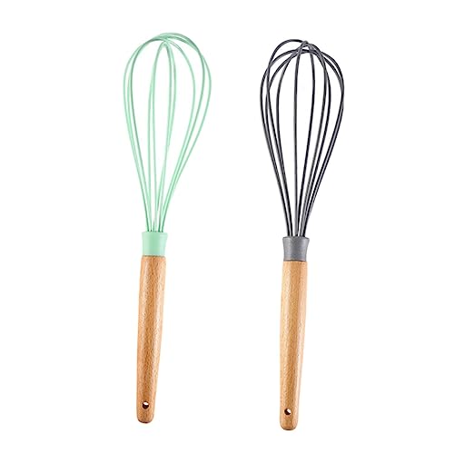 NAMOARLY 2pcs Non-electric Hand Crank Egg Mixer Stainless Steel Eggbeater Manual Whisk for Kitchen Egg Tools Wooden Handle Assorted Colors