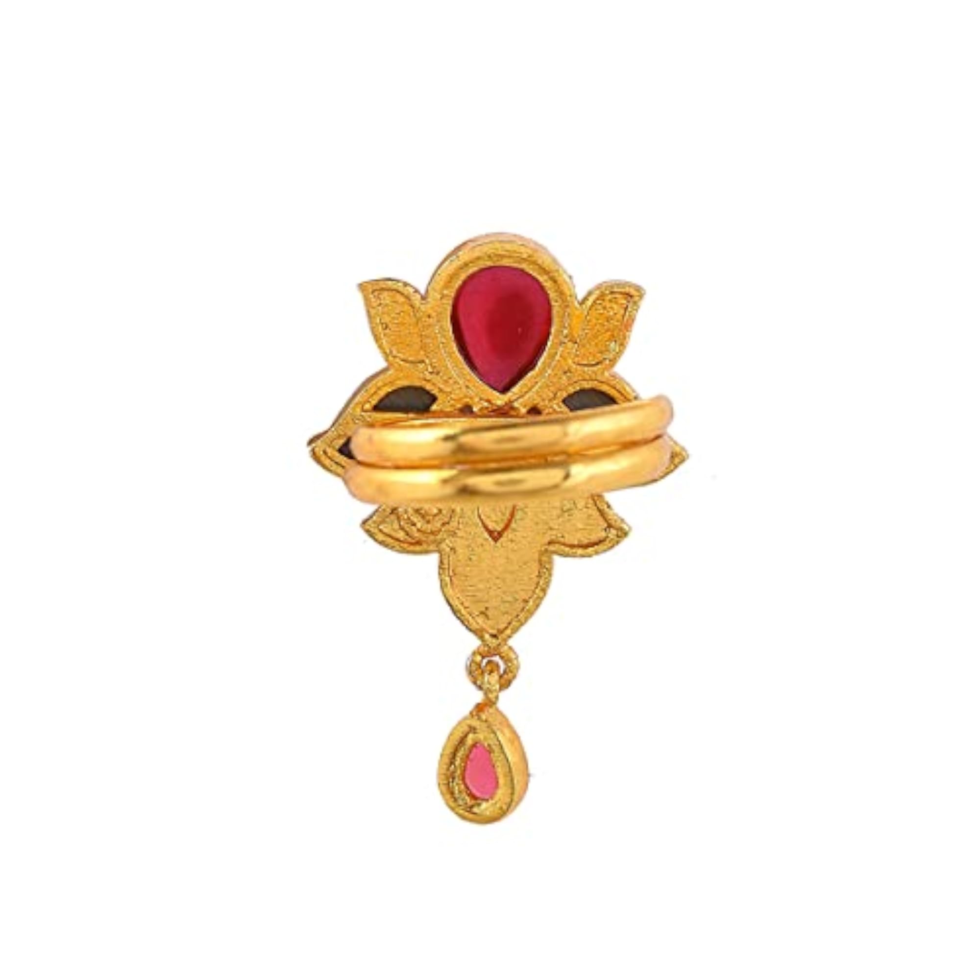 Enamelled Pink Stone Ring