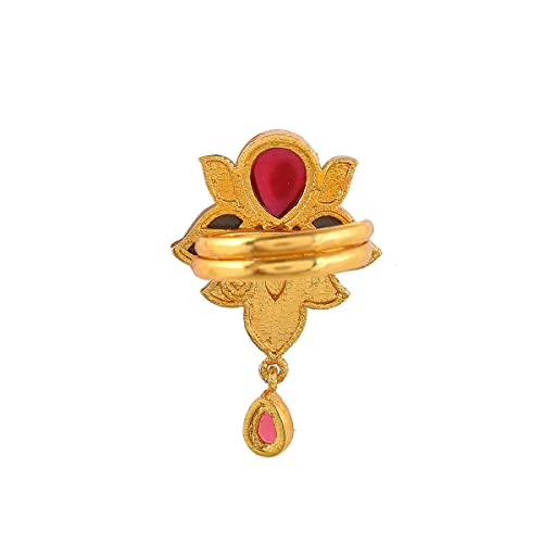 Enamelled Pink Stone Ring