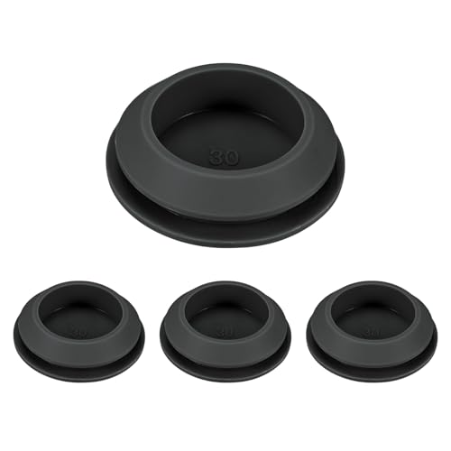 Image of M METERXITY 4-Packs Silicone Hole Plugs, Snap in Locking Hole Plugs for 30-33mm Hole, Round Hole Rubber Plug Kitchen Bulkheads Waterproof Sealing Plugs [Black]