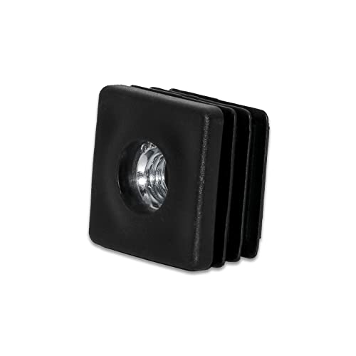 Image of Flyshop Black M8 Threaded Plastic Plugs Square Tube End Caps Tubing Plugs Inserts Furniture Glider 25 mm x 25 mm 4 Pcs