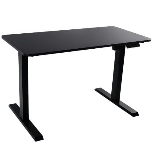 Image of TechOrbits Electric Standing Desk Frame 47 x 24 Inch Tabletop - Motorized Workstation Two Leg Stand Up Desk with Memory Settings and Telescopic Sit Stand Height Adjustment (Black Frame /Black Top)