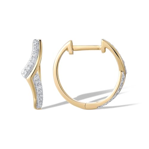 Santuzza 10K Solid Gold Genuine Diamond Dainty Huggie Hoop Earrings for Women2