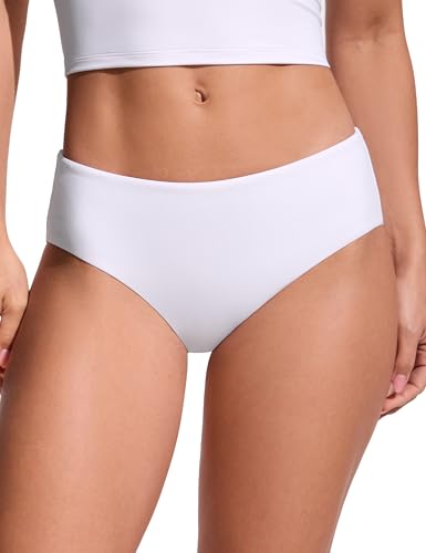 Image of CRZ YOGA Mid Waisted Bikini Bottoms | Mid Cut Leg, Medium Bum Coverage, Full Lining, Swim, Bathing Suit Briefs for Women