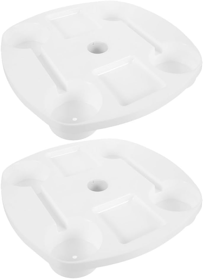 2pcs Adjustable Beach Umbrella Table Tray with Drink Holders and Snack Container Portable Outdoor Tray for Patio Garden Pool Side